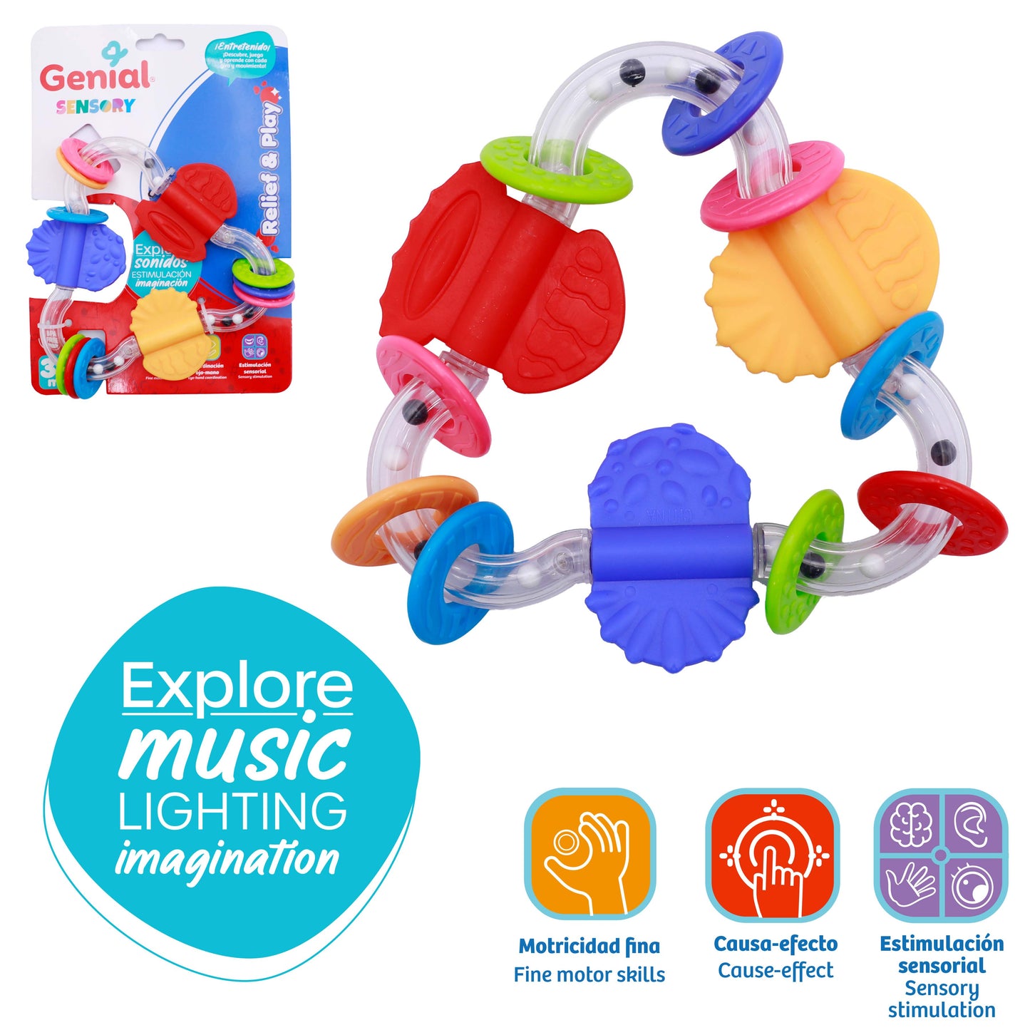 Juguete sonajero triangular con mordedor - Genial