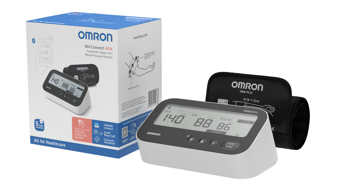 Tensiómetro de brazo HEM-7196T1-FLE M4 Connect AFib - Omron