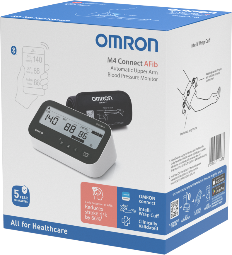 Tensiómetro de brazo HEM-7196T1-FLE M4 Connect AFib - Omron